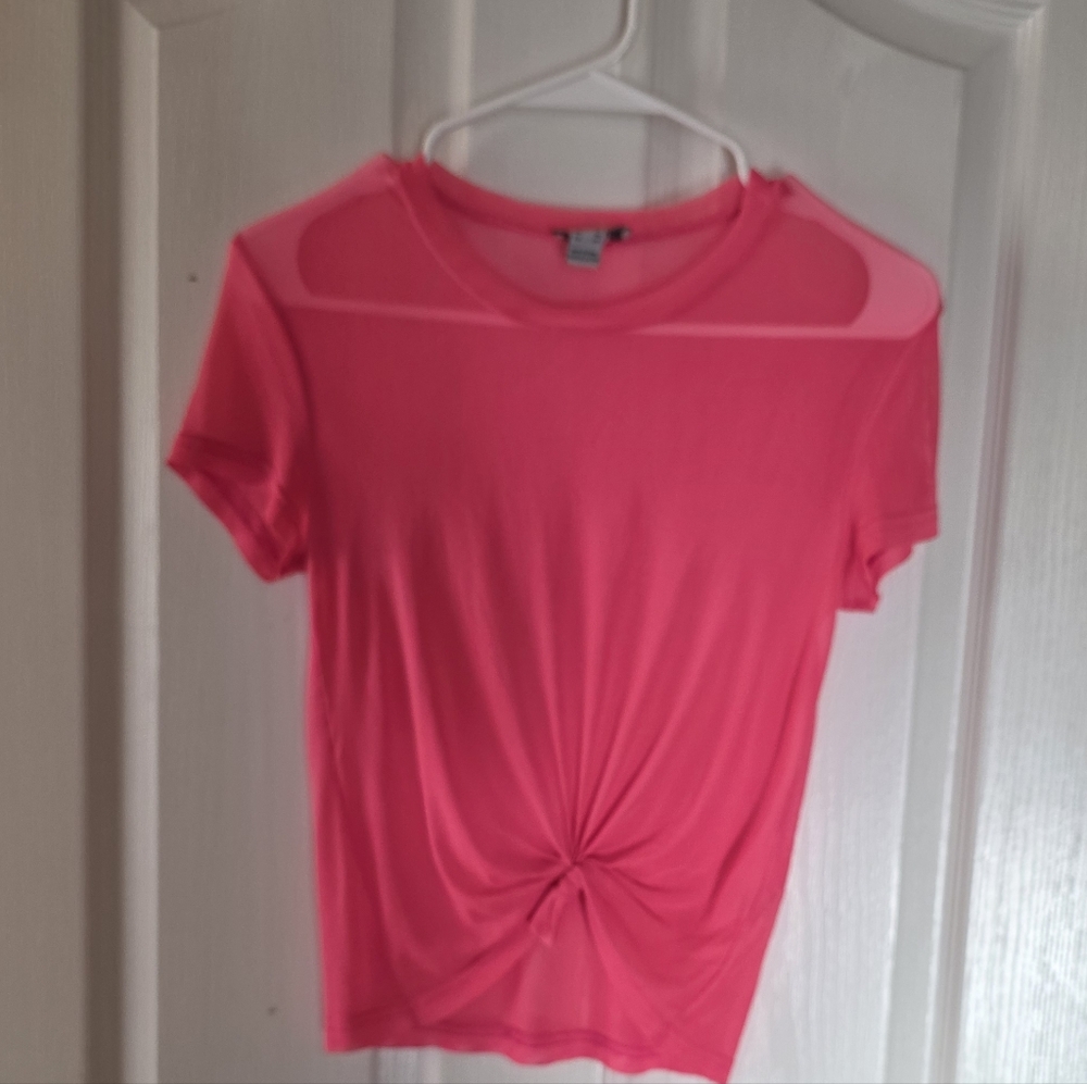 Revamped Hot Pink Short Sleeve See Through. Top Xs